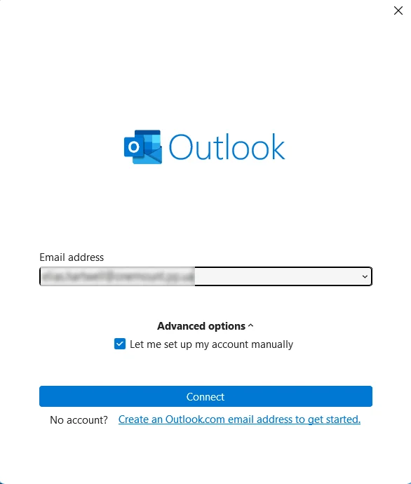 Outlook: налаштування вручну